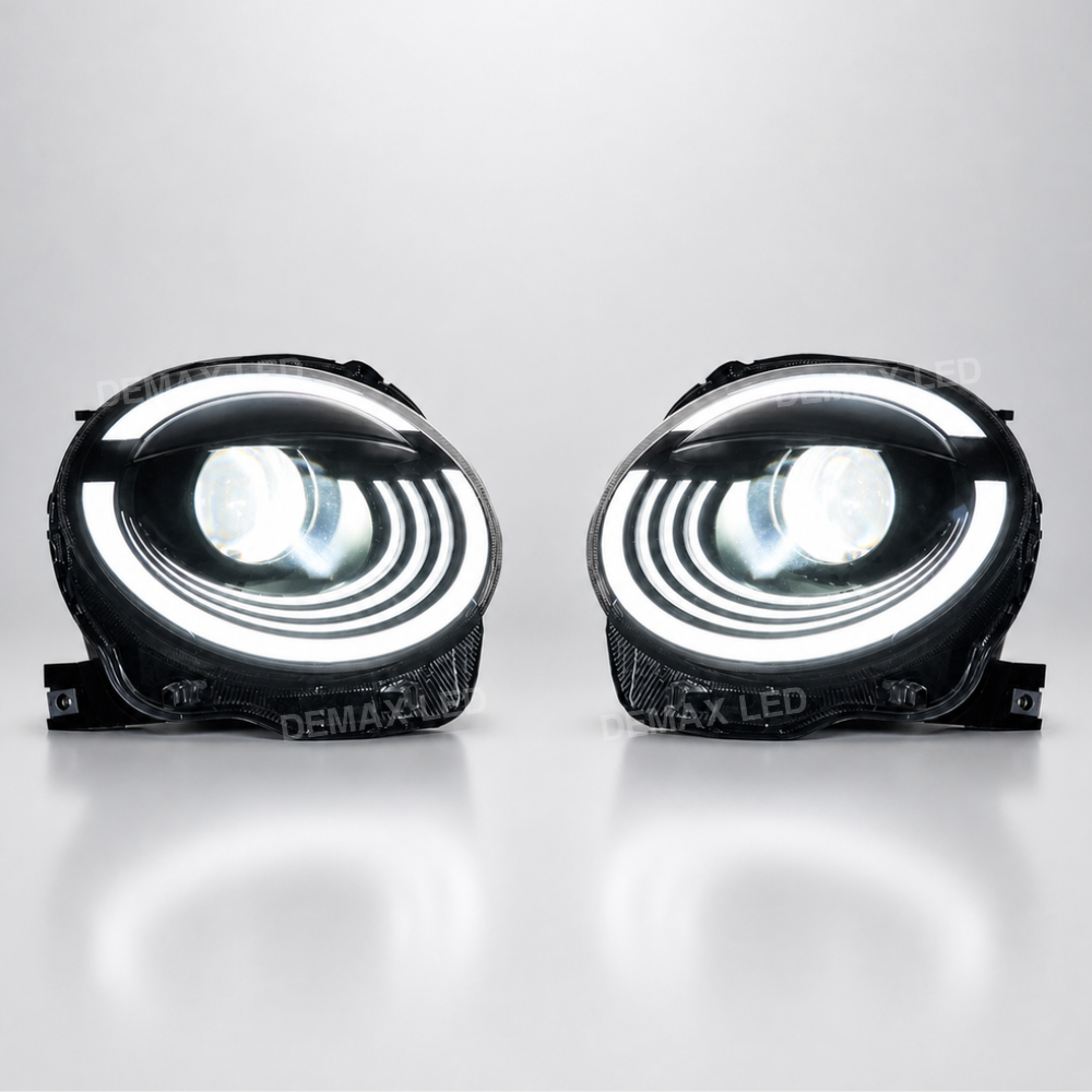 Voll-LED-Scheinwerfer Fiat 500 und Abarth mit eingeschaltetem Abblendlicht