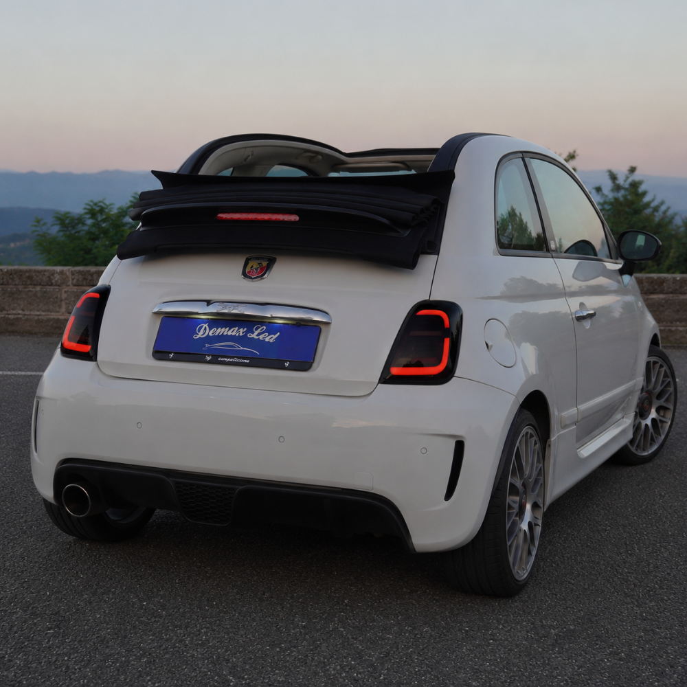 Fiat 500 Abarth Cabrio with DEMAX Series 2 Full LED tail lights | Fiat 500 Abarth Cabrio avec feux arrière Full LED DEMAX Série 2
