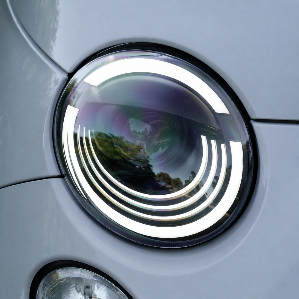 Dettaglio del faro Full LED installato su Fiat 500 e Abarth 2008–2025